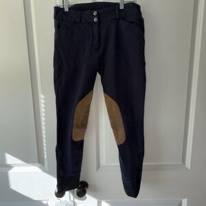 Elation Platinum Women's Riding Breeches 30R NavyTan Knee Patch Equestrian Pants